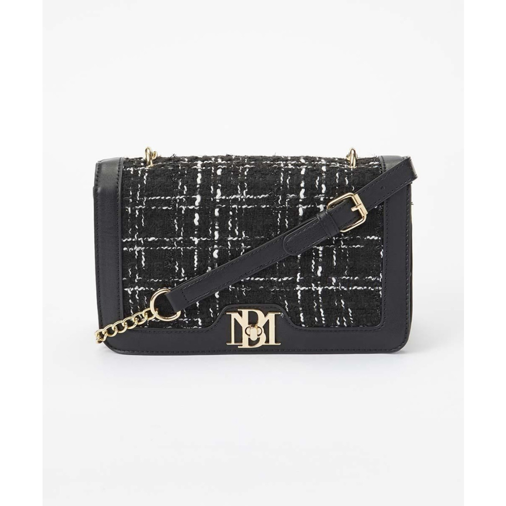 #09 Badgley Mischka Wool Crossbody Bag - Black